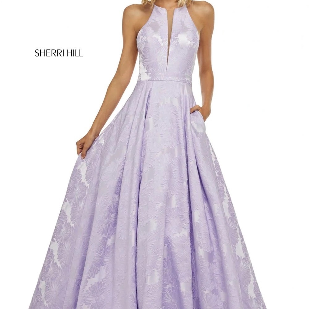Lilac slit halter top Sherri hill